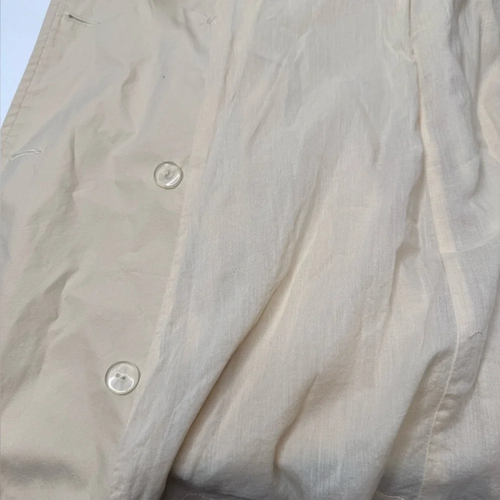 American Living Trench Coat Womens Size 14 Beige Pleated Classic Preppy Khaki PI